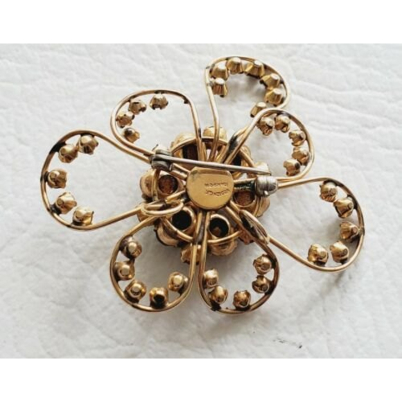 Vintage Harper 1/20 12k Gold Filled Emerald Green Baguette Brooch Pendant - Picture 4 of 8